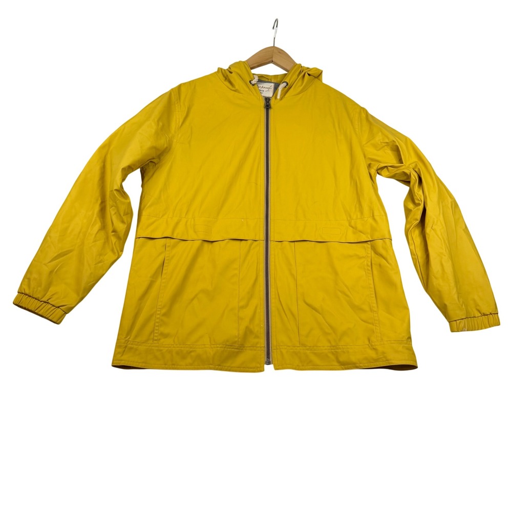 Weatherproof Vintage Yellow Hooded Rain Jacket Mens Medium Full Zip Windbreaker
